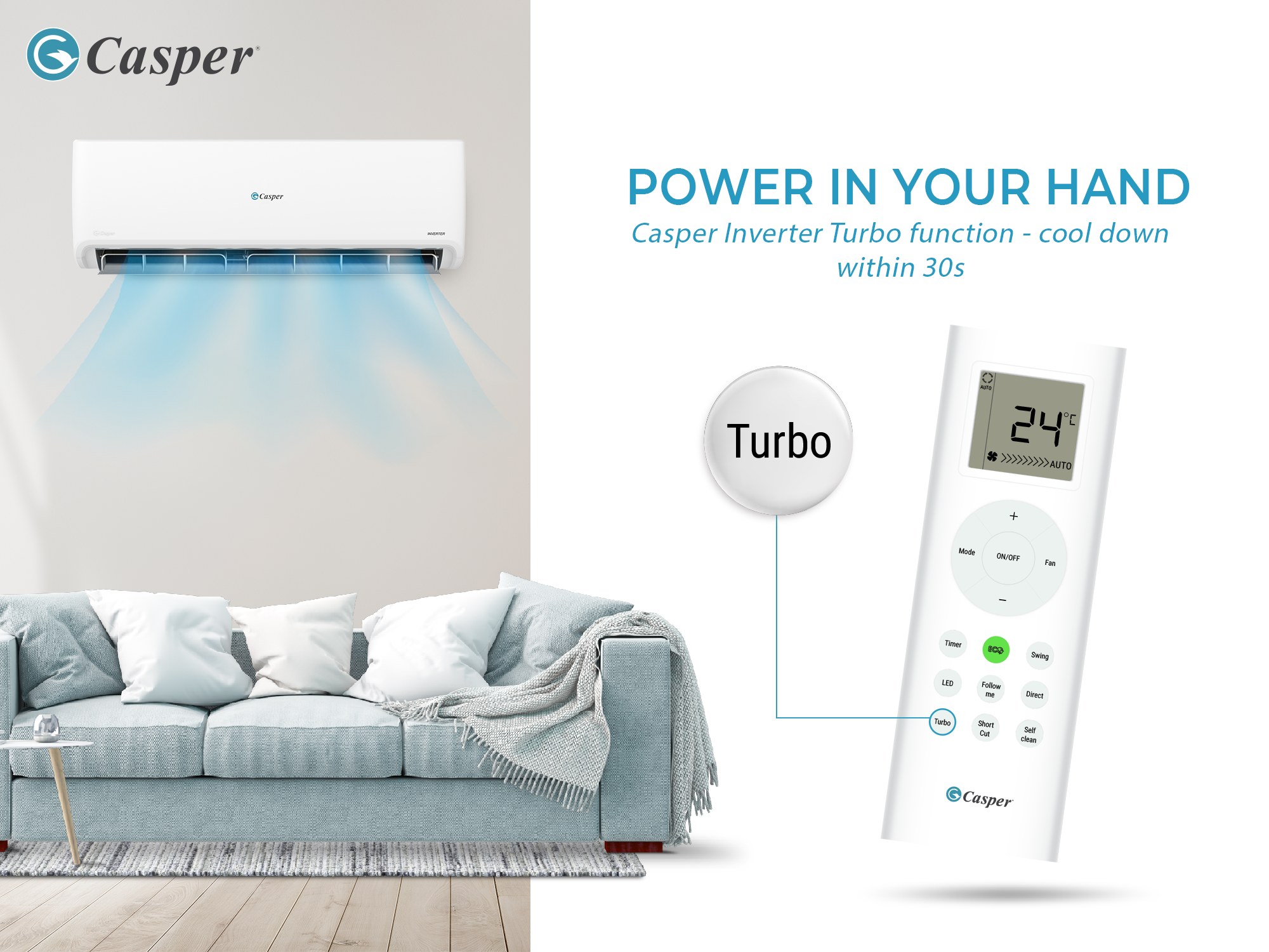 แอร์ CASPER INVERTER R32 รุ่นใหม่ล่าสุดปี 2025รับประกันอะไหล่ 5 ปี คอมเพลสเซอร์10 ปี เครื่องเสียภายใน 2 ปี ฟรีค่าแรง 3 ปี