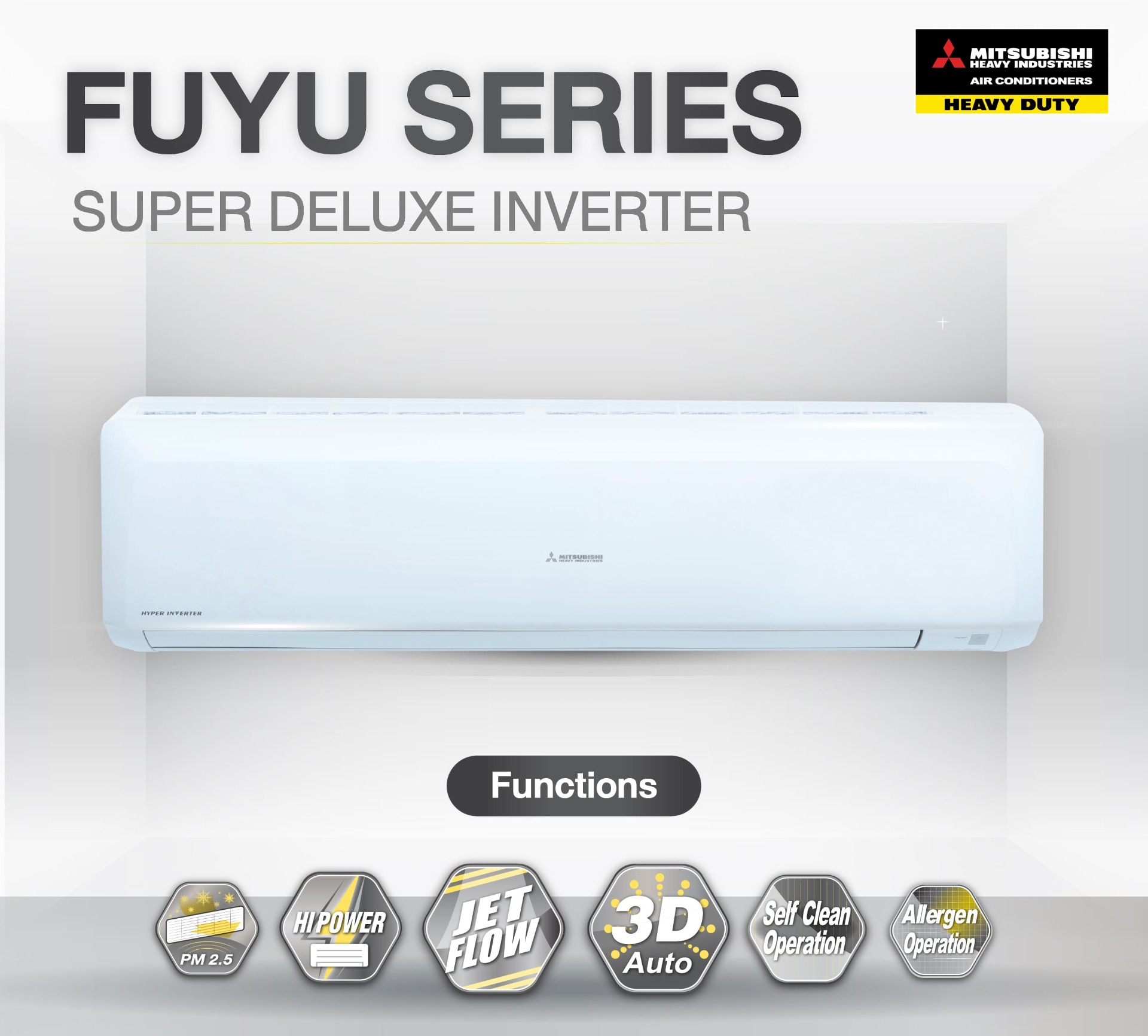 แอร์ MITSUBISHI HEAVY SUPER DELUXE INVERTER รุ่น FUYU SERIES น้ำยา R32 แอร์ใหม่ล่าสุดปี 2022 รับประกันอะไหล่ 5ปี คอมเพลสเซอร์ 5ปี ผ่อน 0% นาน 10 เดือน (ในกรณีใช้บัตร +3%)