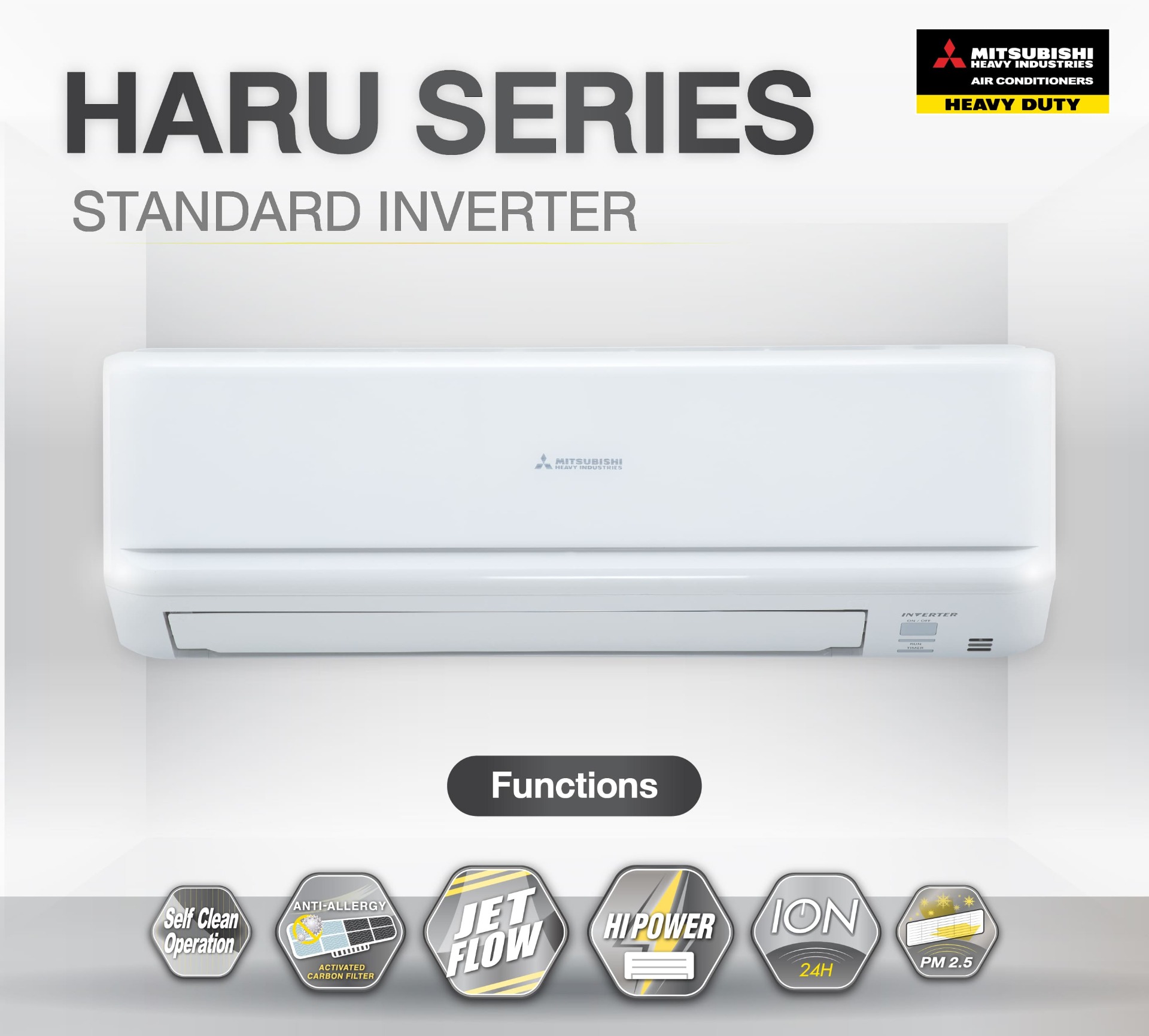 แอร์ Mitsubishi Heavy Duty รุ่น HARU SERIES Standard Inverter รับประกันอะไหล่ 5ปี คอมเพลสเซอร์ 5ปี รุ่นใหม่ปี 2022 น้ำยาR32 ผ่อน 0% นาน 10 เดือน (ในกรณีใช้บัตร +3%)