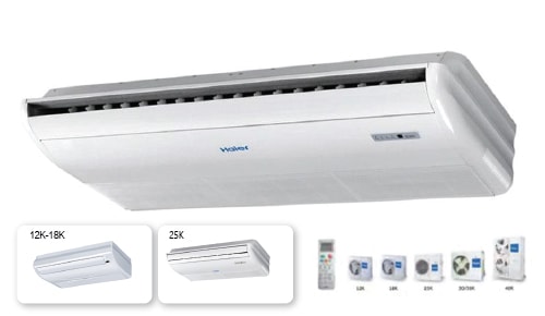 แอร์แขวน HAIER Fixed Speed แบบตั้งได้-แขวนได้ น้ำยา R32 รีโมทไร้สาย ประหยัดไฟเบอร์5 รุ่นใหม่ล่าสุดปี2025 รับประกันอะไหล่ 5 ปี คอมเพลสเซอร์ 5 ปี