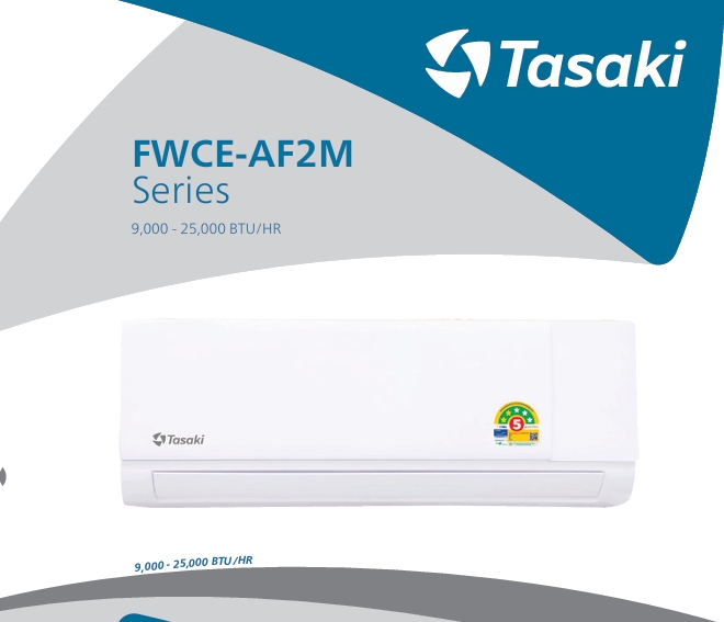 แอร์ TASAKI FIXSPEED FWCE-AF2M Series รุ่นใหม่ล่าสุดปี 2025 น้ำยา R32 รับประกันอะไหล่ 5 ปี คอมเพลสเซอร์ 5 ปี