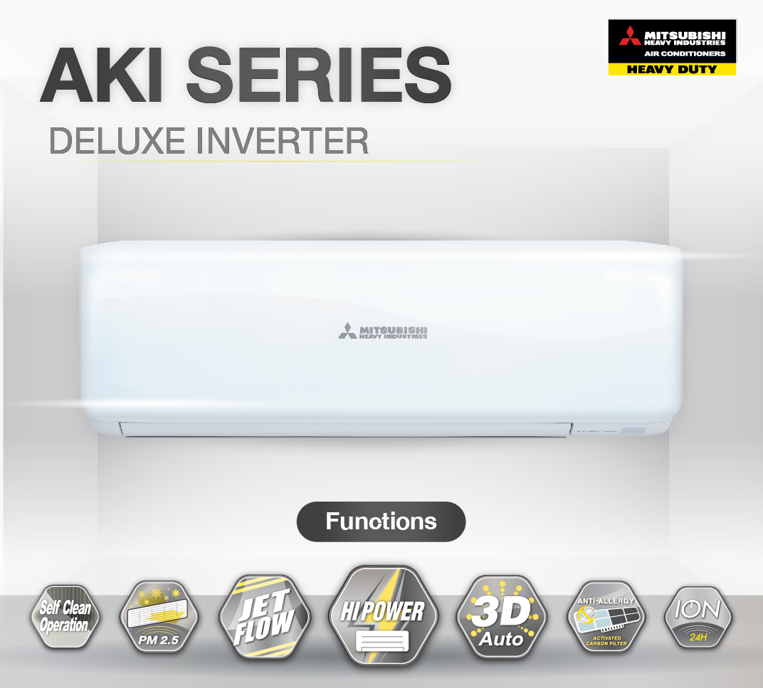 แอร์ MITSUBISHI HEAVY DELUXE INVERTER รุ่น AKI Series แอร์ใหม่ล่าสุดปี 2022 รับประกันอะไหล่ 5ปี คอมเพลสเซอร์ 5ปี ผ่อน 0% นาน 10 เดือน (ในกรณีใช้บัตร +3%)